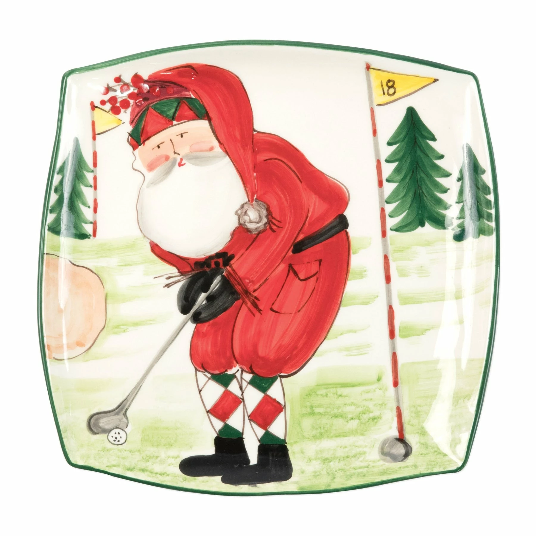 Vietri Old St. Nick Square Platter - Golfing 1 Vietri Old St. Nick Square Platter - Golfing
