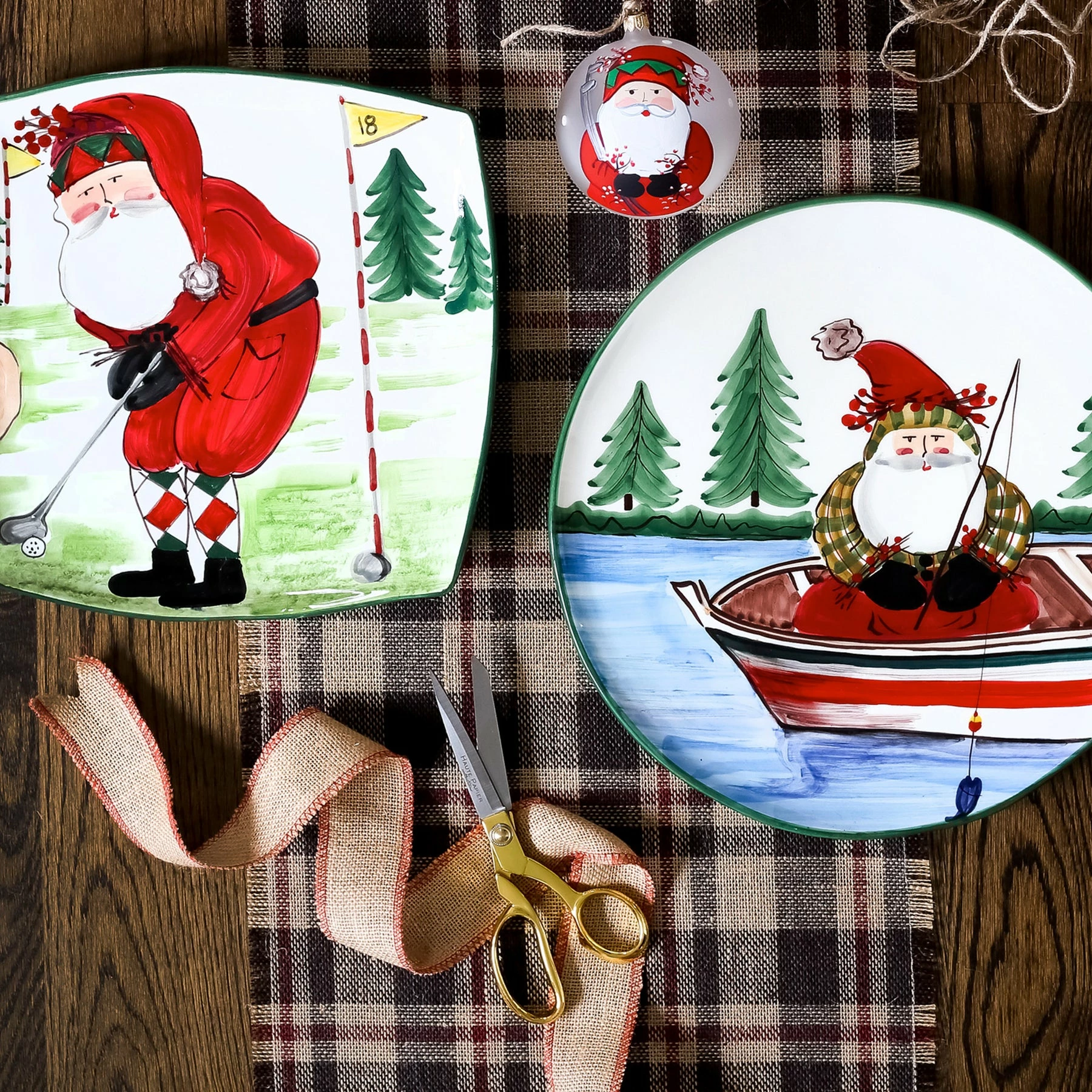 Vietri Old St. Nick Square Platter - Golfing 3 Vietri Old St. Nick Square Platter - Golfing - Image 3