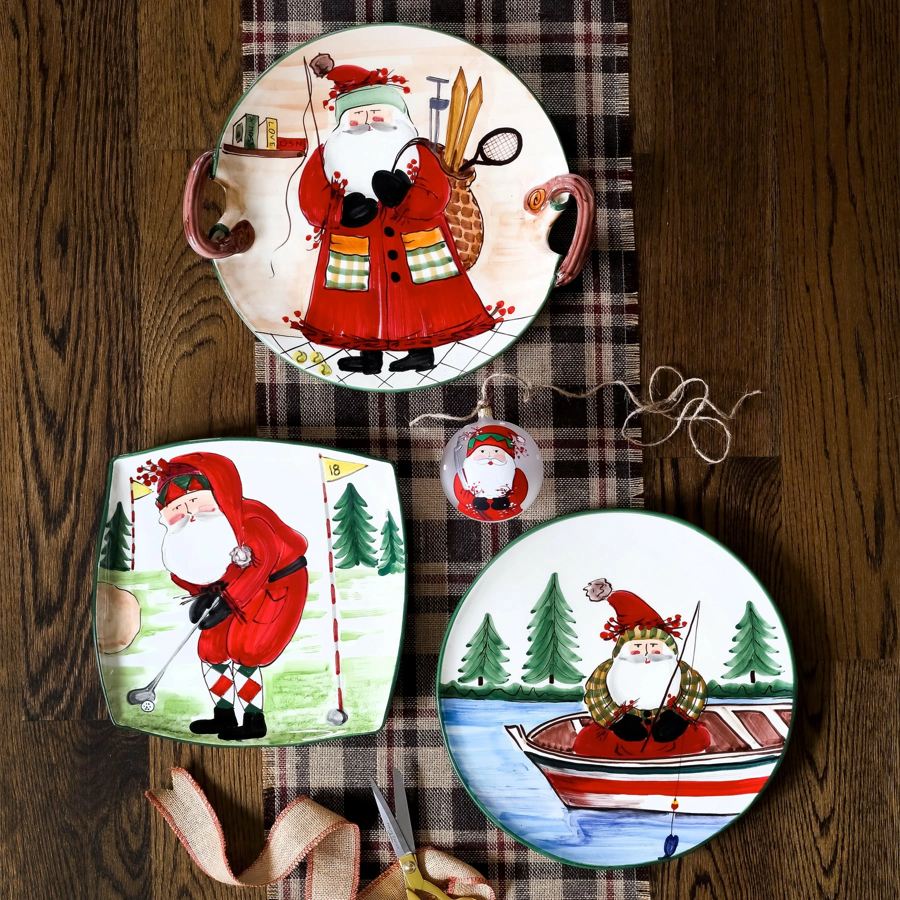 Vietri Old St. Nick Round Platter - Fishing 2 Vietri Old St. Nick Round Platter - Fishing - Image 2