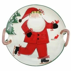 Vietri Old St. Nick Handled Round Platter - Ice Skating