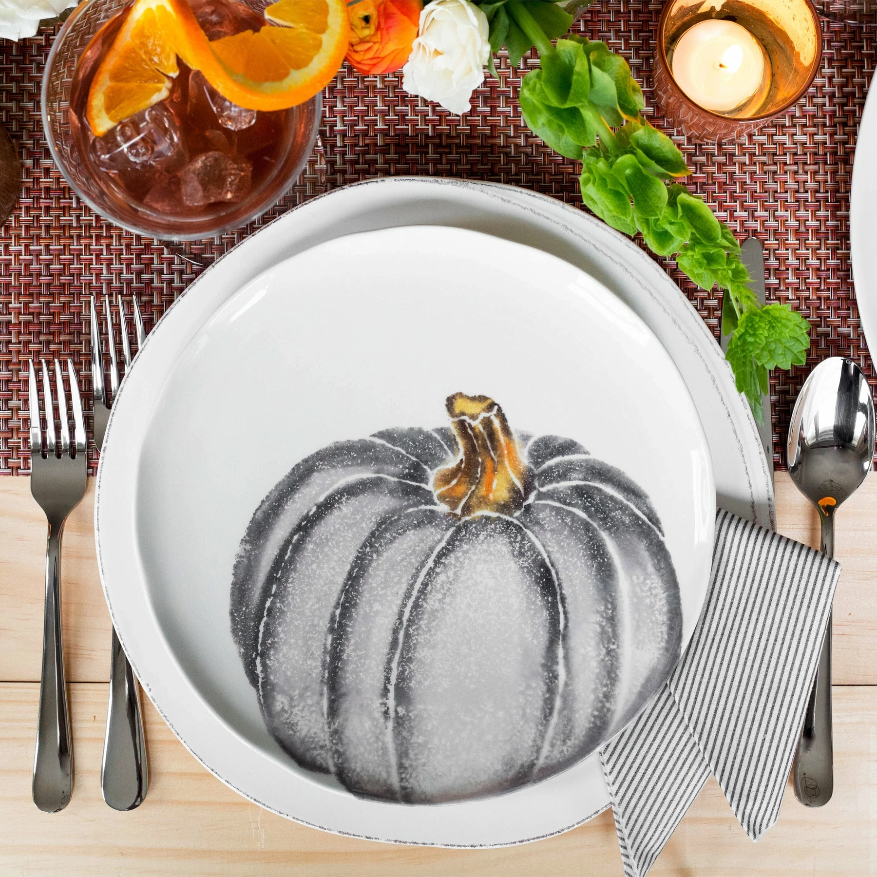 Vietri Pumpkins Salad Plate - Gray Medium Pumpkin 2 Vietri Pumpkins Salad Plate - Gray Medium Pumpkin - Image 2