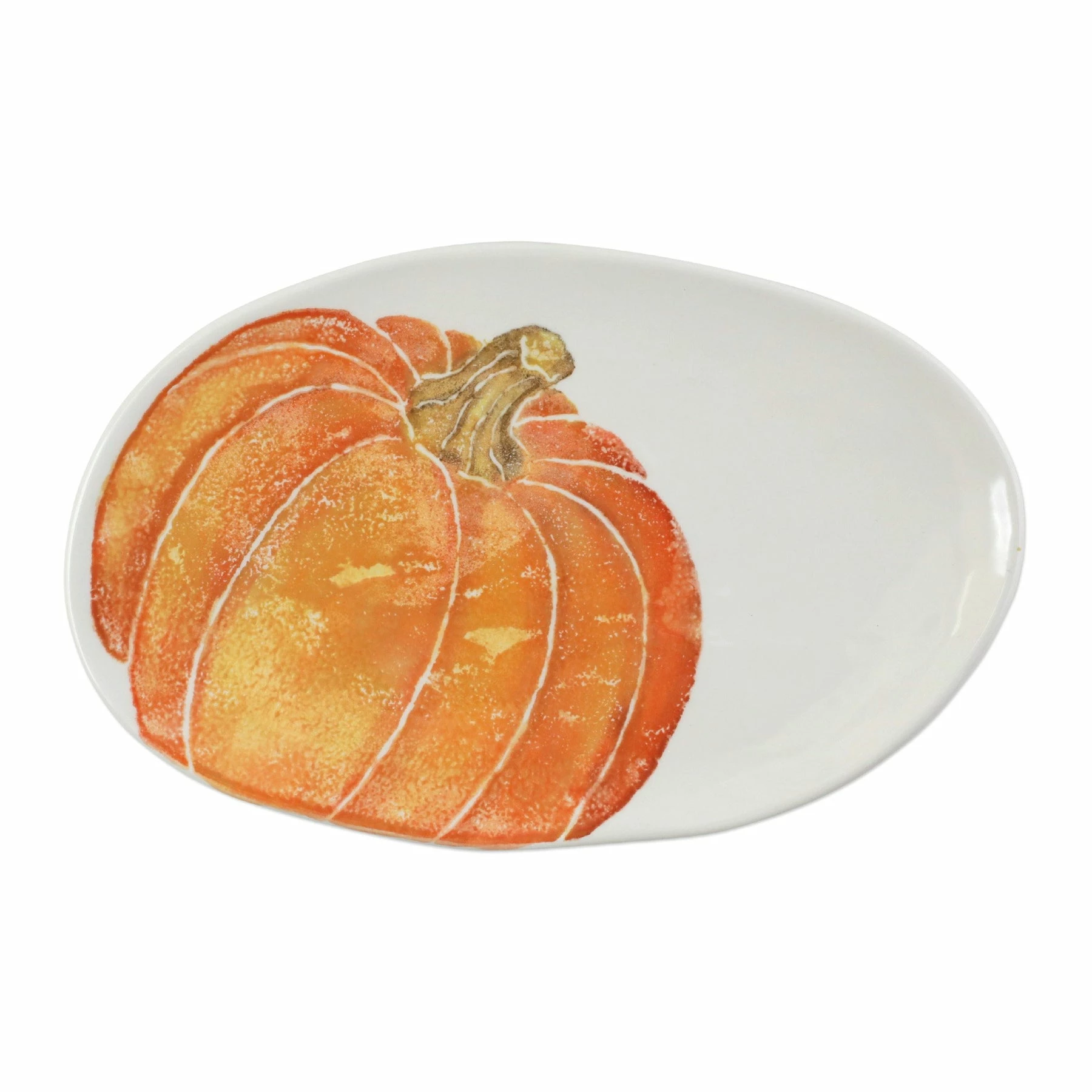 Vietri Pumpkins Small Oval Platter W/ Pumpkin 1 Vietri Pumpkins Small Oval Platter W/ Pumpkin