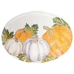Vietri Pumpkins Large Oval Platter W/ Assorted Pumpkins