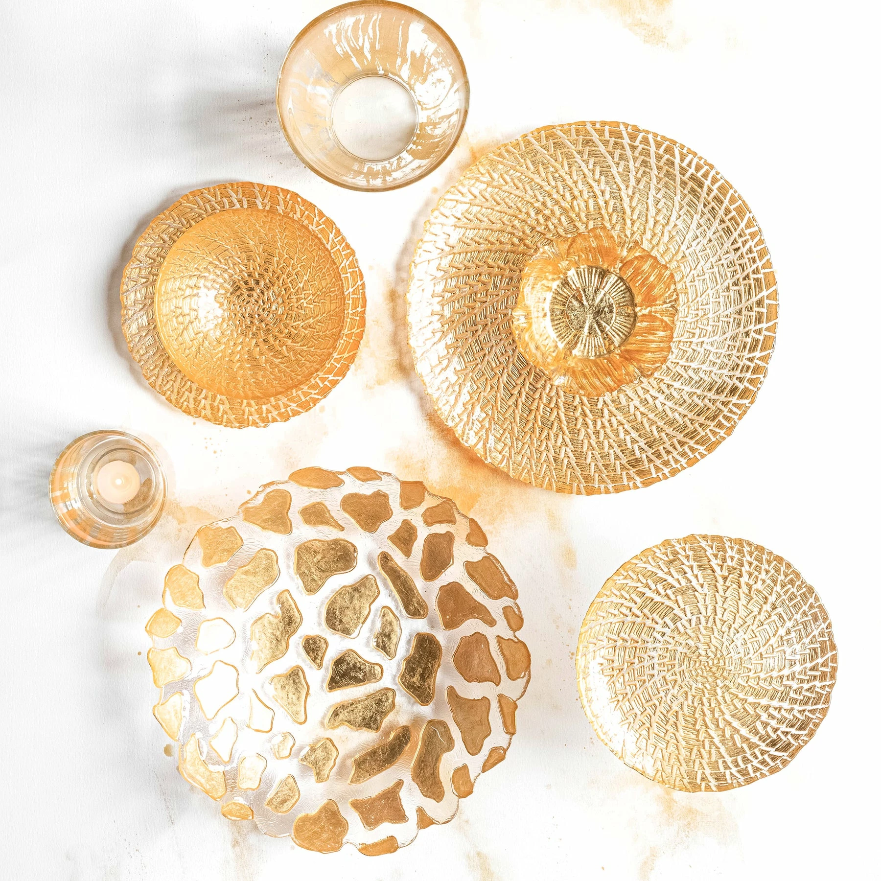 Vietri Rufolo Glass Gold Flower Small Bowl 3 Vietri Rufolo Glass Gold Flower Small Bowl - Image 3