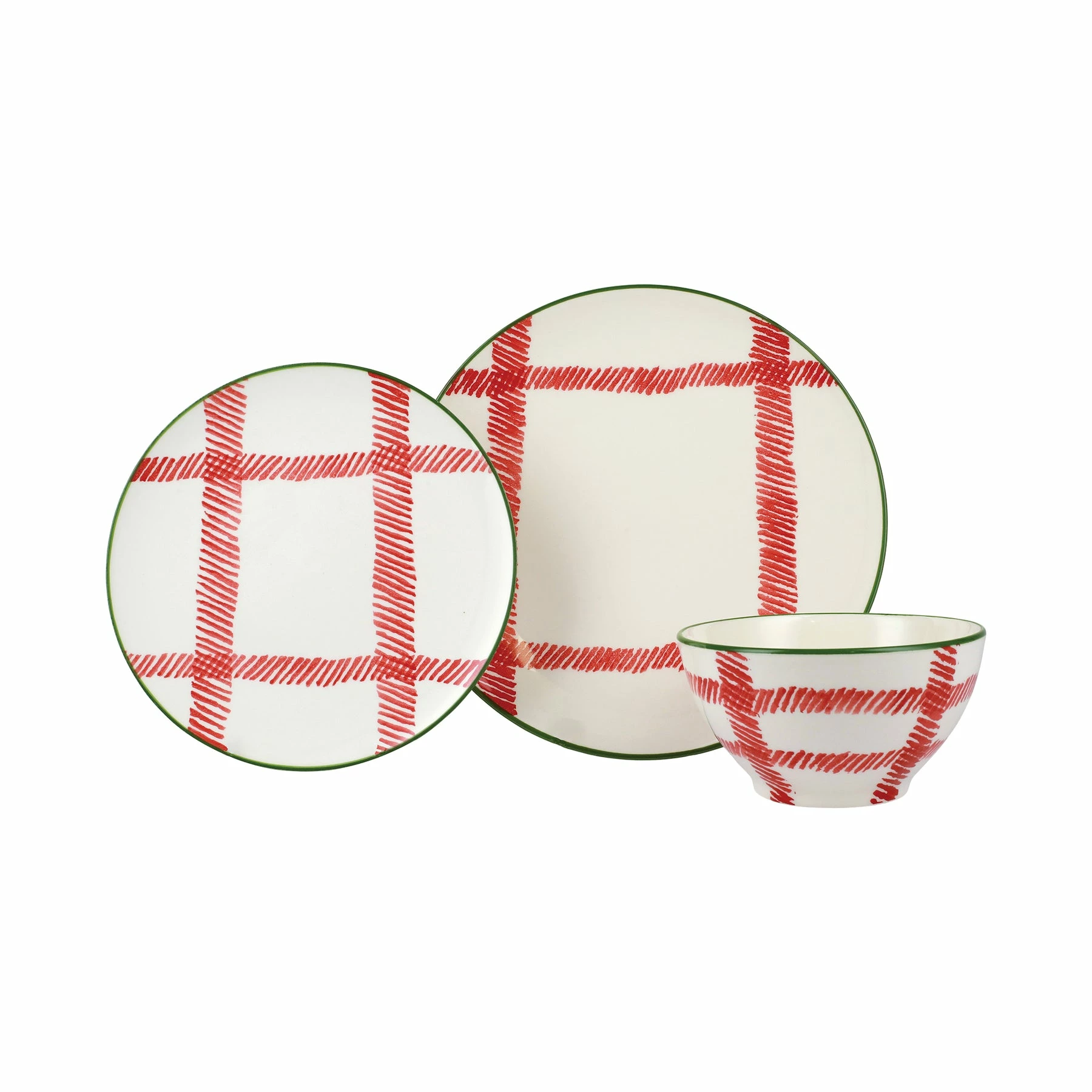 Viva By VIETRI Mistletoe Plaid 3-Piece Place Setting 1 Viva By VIETRI Mistletoe Plaid 3-Piece Place Setting