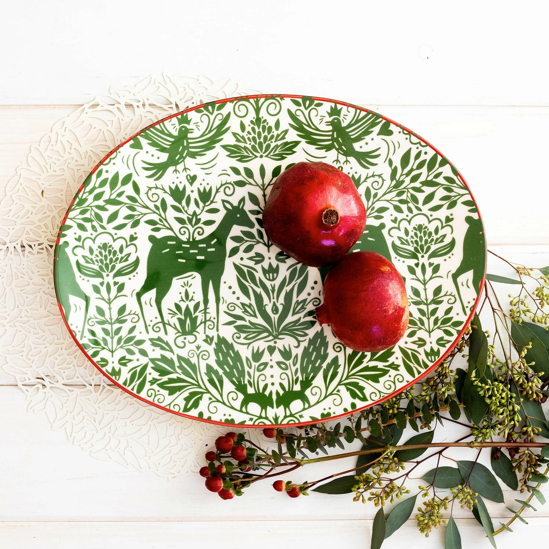 Viva By VIETRI Mistletoe Oval Platter 2 Viva By VIETRI Mistletoe Oval Platter - Image 2