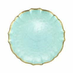 Viva By VIETRI Baroque Glass Aqua Dinner Plate