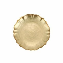 Viva By VIETRI Baroque Glass Gold Cocktail Plate