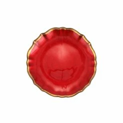 Viva By VIETRI Baroque Glass Red Cocktail Plate