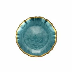 Viva By VIETRI Baroque Glass Teal Cocktail Plate