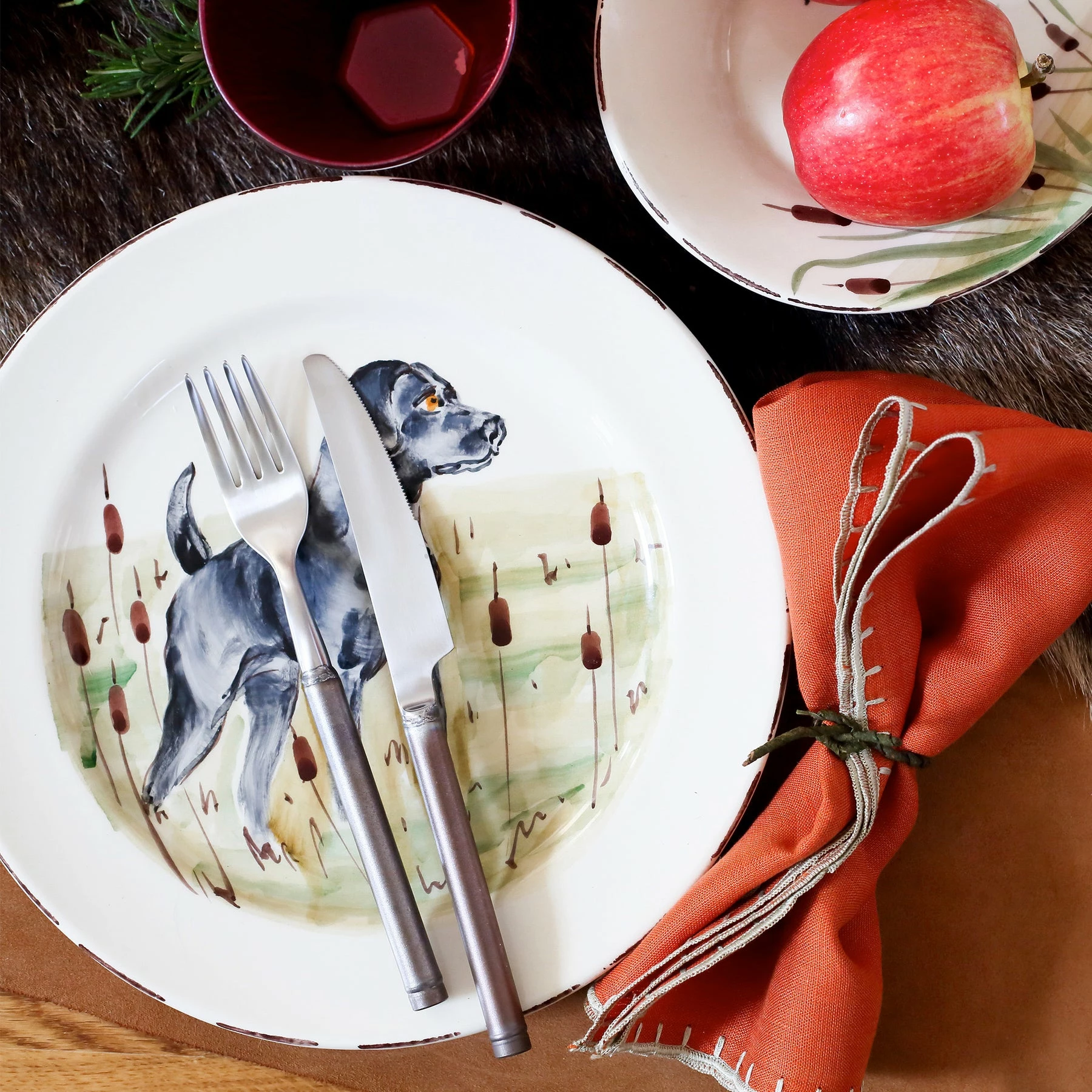 Vietri Wildlife Black Hunting Dog Dinner Plate 2 Vietri Wildlife Black Hunting Dog Dinner Plate - Image 2