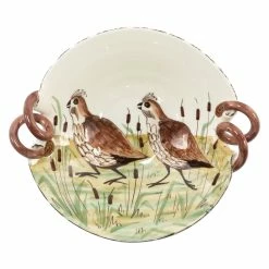 Vietri Wildlife Quail Handled Scallop Bowl