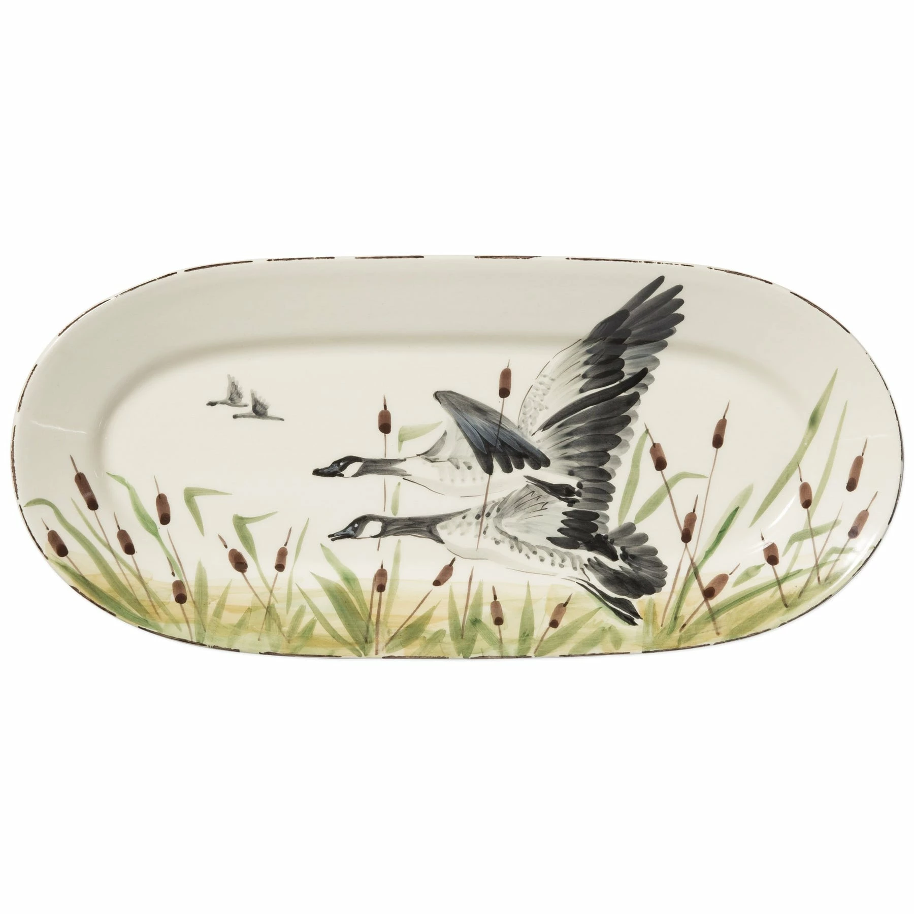 Vietri Wildlife Geese Small Oval Platter 1 Vietri Wildlife Geese Small Oval Platter